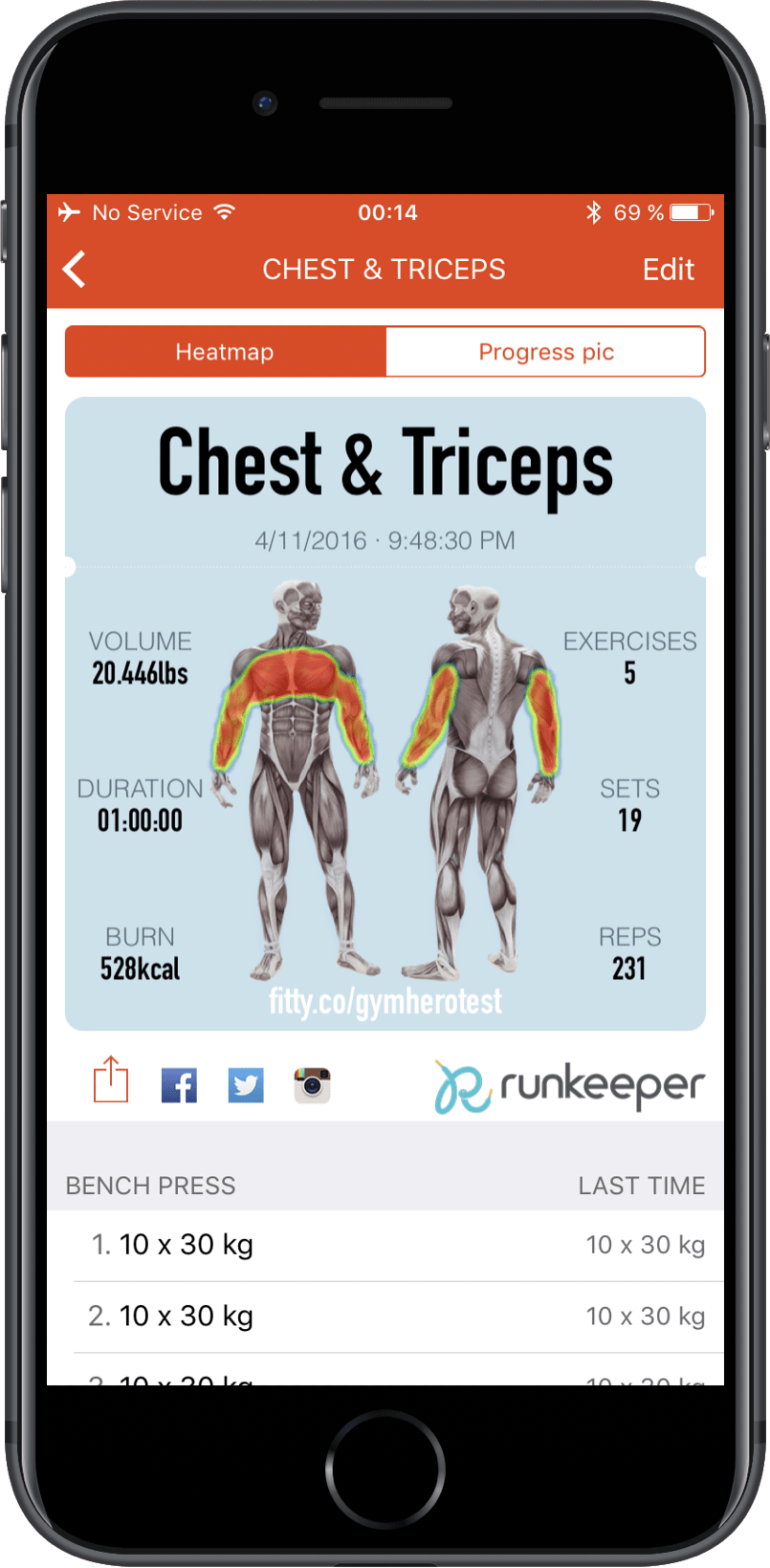 Workout log for iPhone - Gym Hero